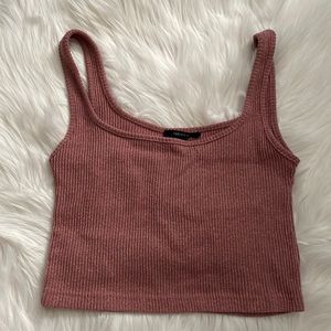Pink ribbed crop tank top size L